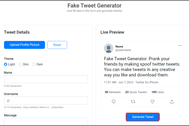 Fake Tweet Generator